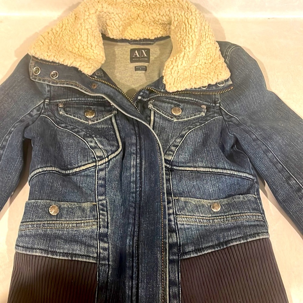 Armani Exchange jean jacket w: Sherpa collar